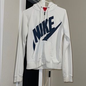 Nike white zip up sweatshirt